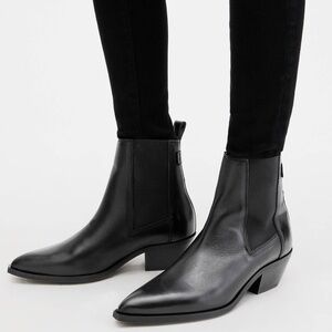 NIB Allsaints Fox Pointed Western Leather Boots